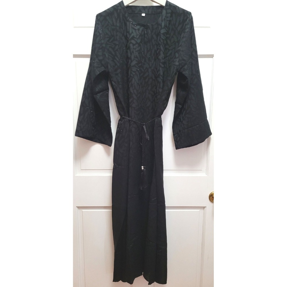 Women's Abaya Islamic Maxi Dress w/ Shawl/Dupatta‎ - Black - 47" Chest, 54" Long